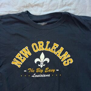 New Orleans The Big Easy T Shirt Size Large Louisiana Fleur de Lis Black Graphic
